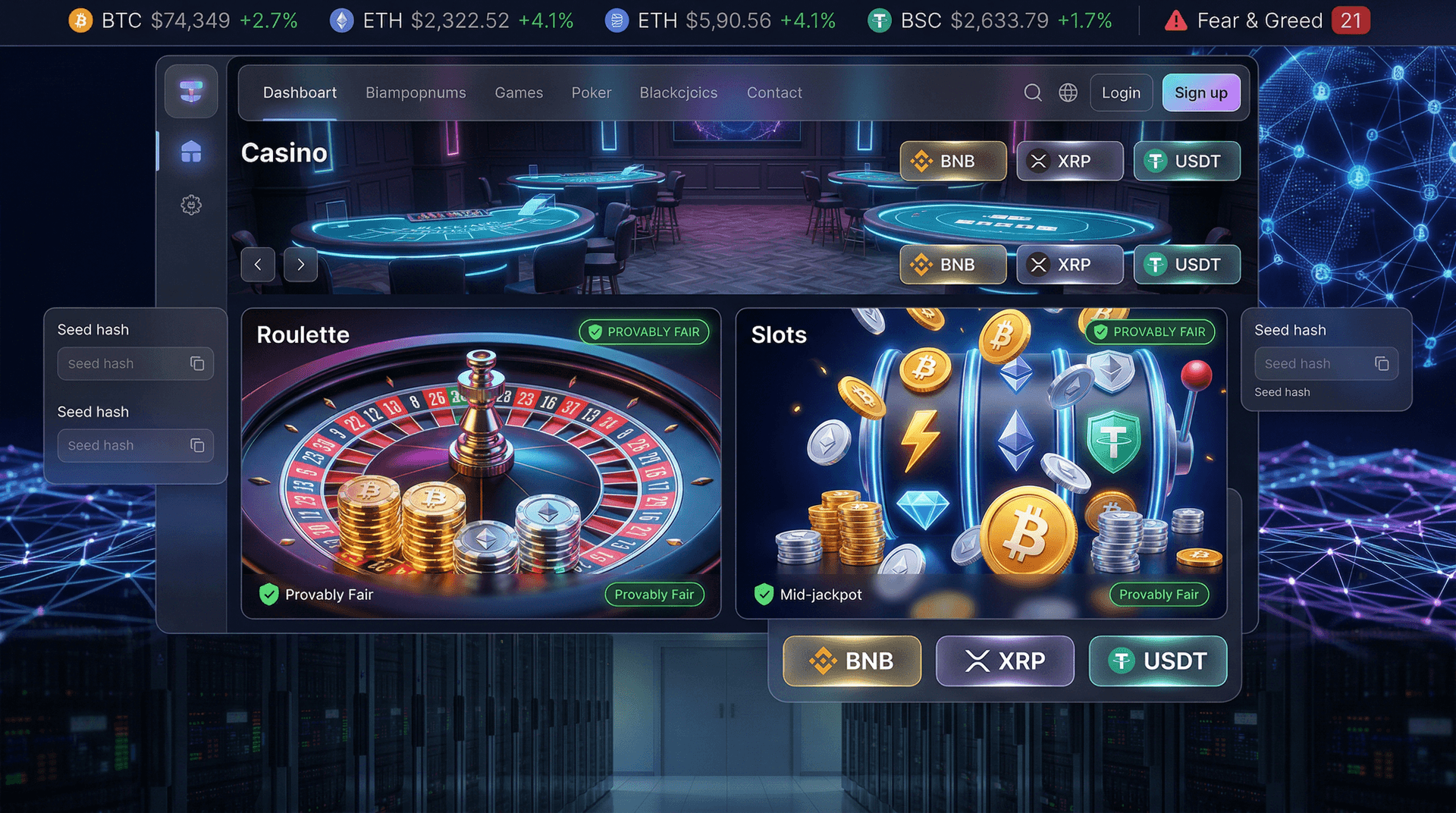 Crypto Casinos Draw Traditional Gamblers as Bitcoin Rises 2.7% to $74,349